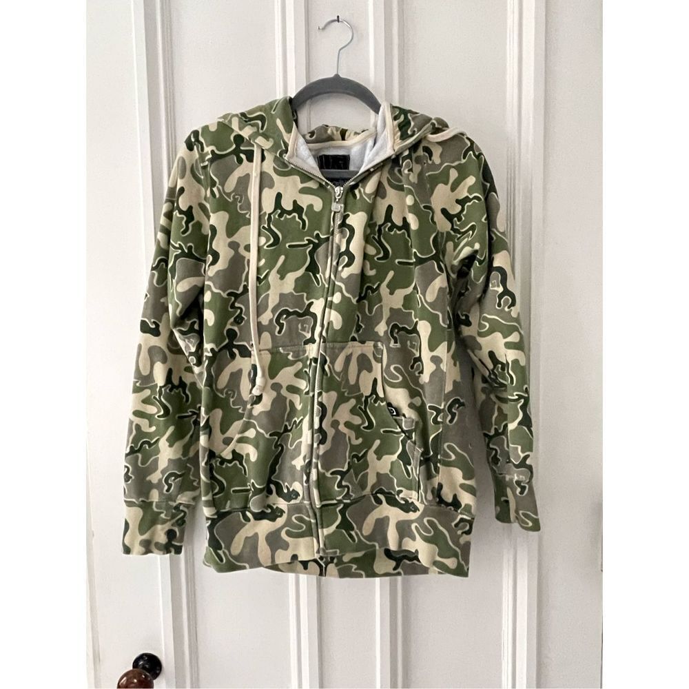 Burton mens beige and green camo hoodie sweatshirt S